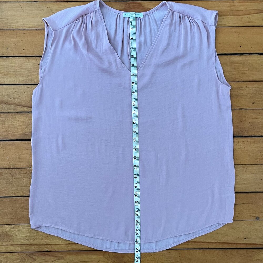 Anthropologie Maison d"Amelie Pale Pink Satin Cap Sleeve Blouse, Size Medium - Picture 7 of 8